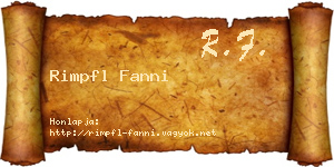 Rimpfl Fanni névjegykártya